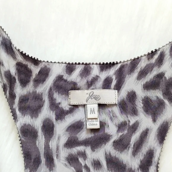 Joie Leopard Print Gray Silk Racerback Tank Top - Picture 2 of 11